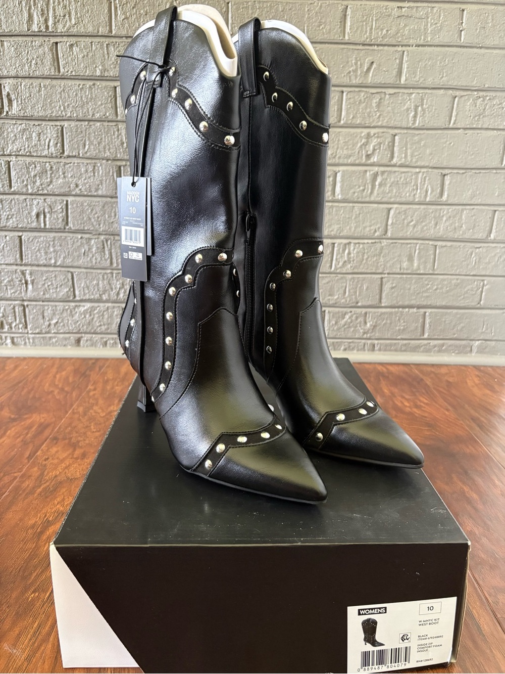 Madden NYC Studded Black Western Heeled Boots- Size 10